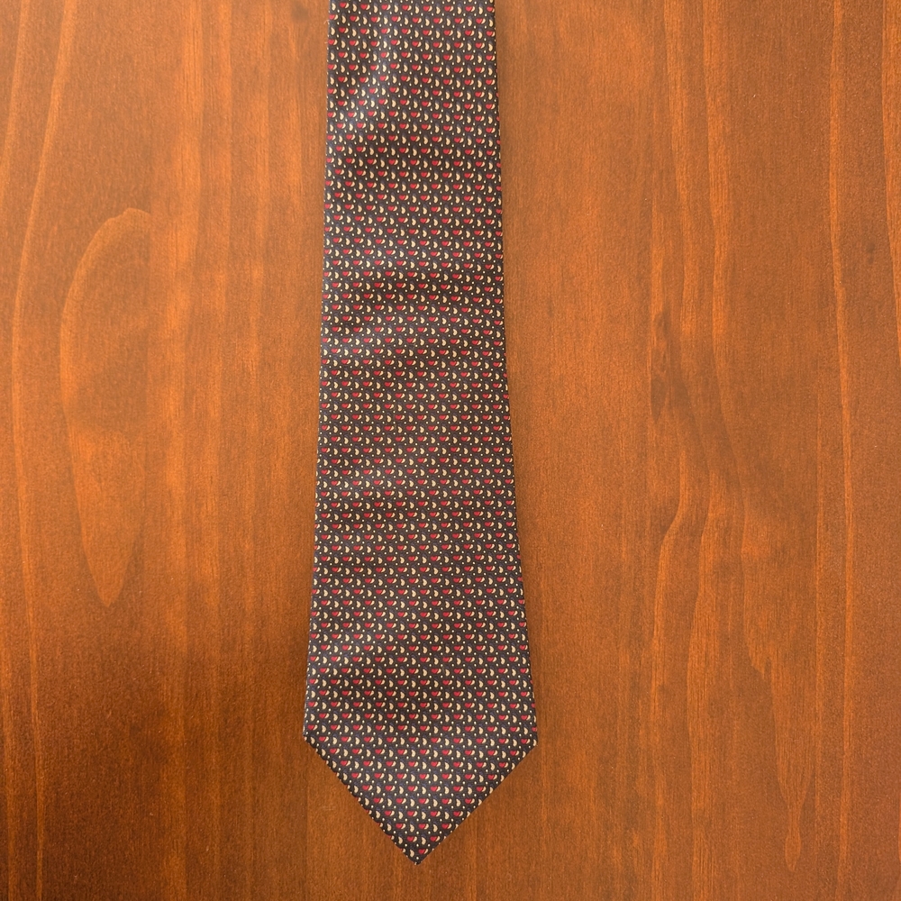 Christian Dior Navy and Red Geometric Silk Men's Tie